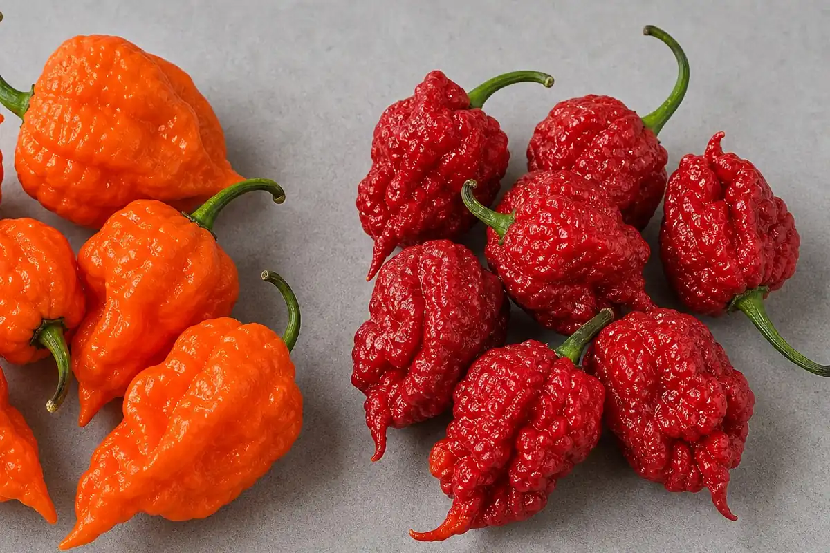 Additional 7 Pot Douglah and Carolina Reaper comparison view