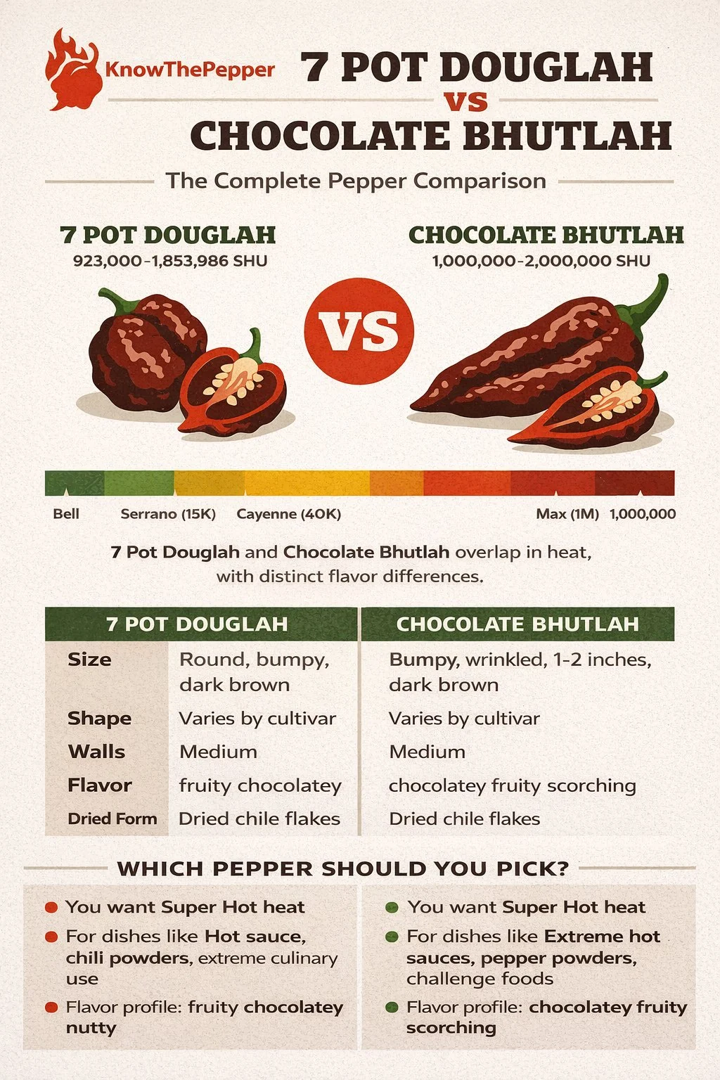 7 Pot Douglah and Chocolate Bhutlah comparison