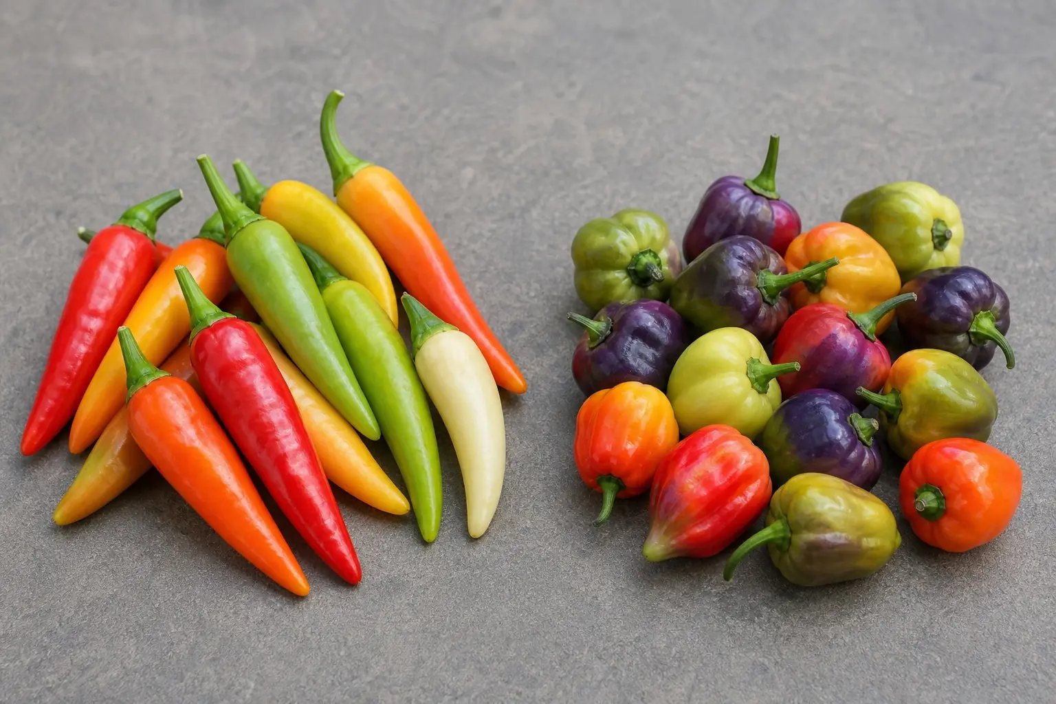 Aji Omnicolor and Bolivian Rainbow Pepper side by side for a heat and flavor comparison
