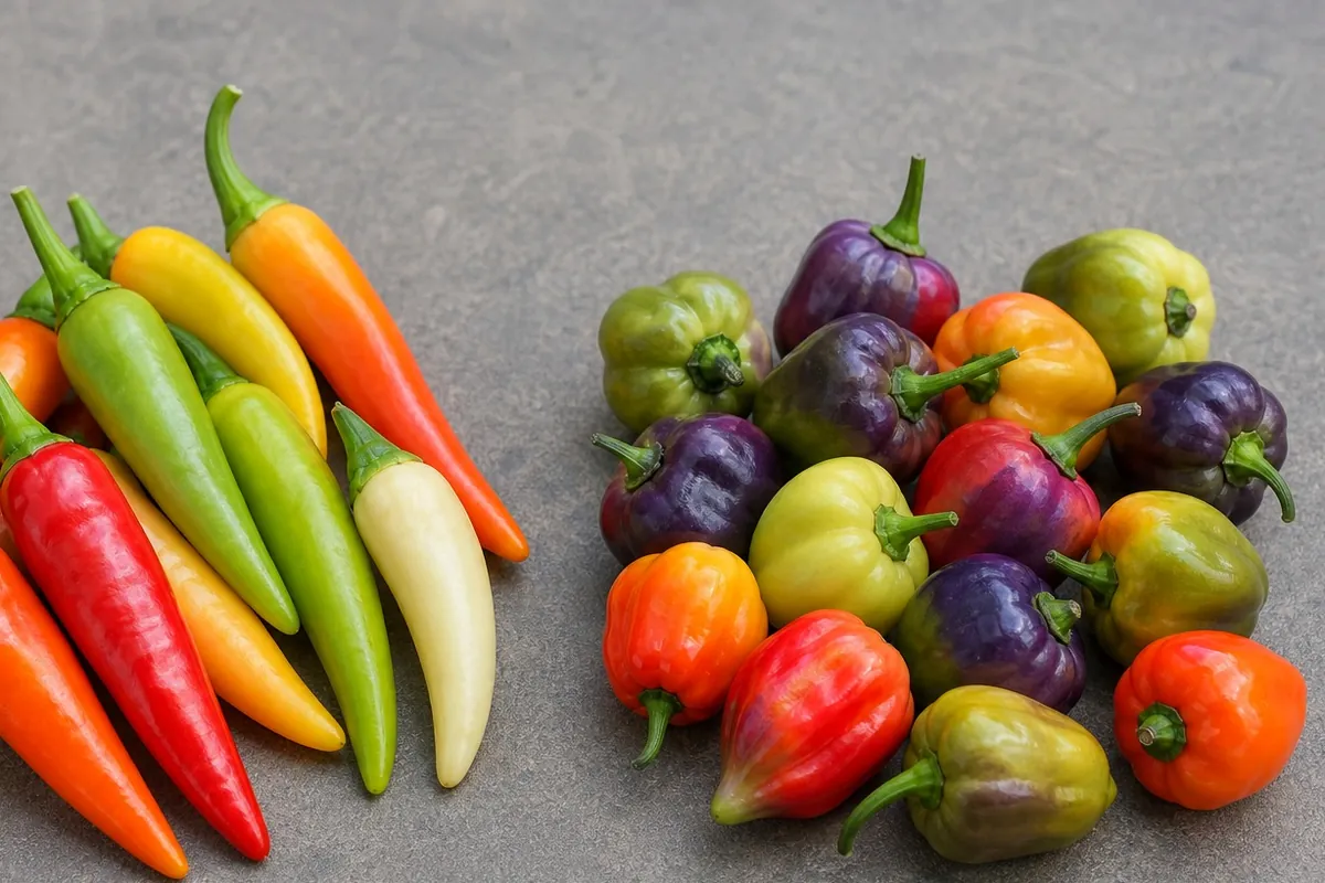 Additional Aji Omnicolor and Bolivian Rainbow Pepper comparison view
