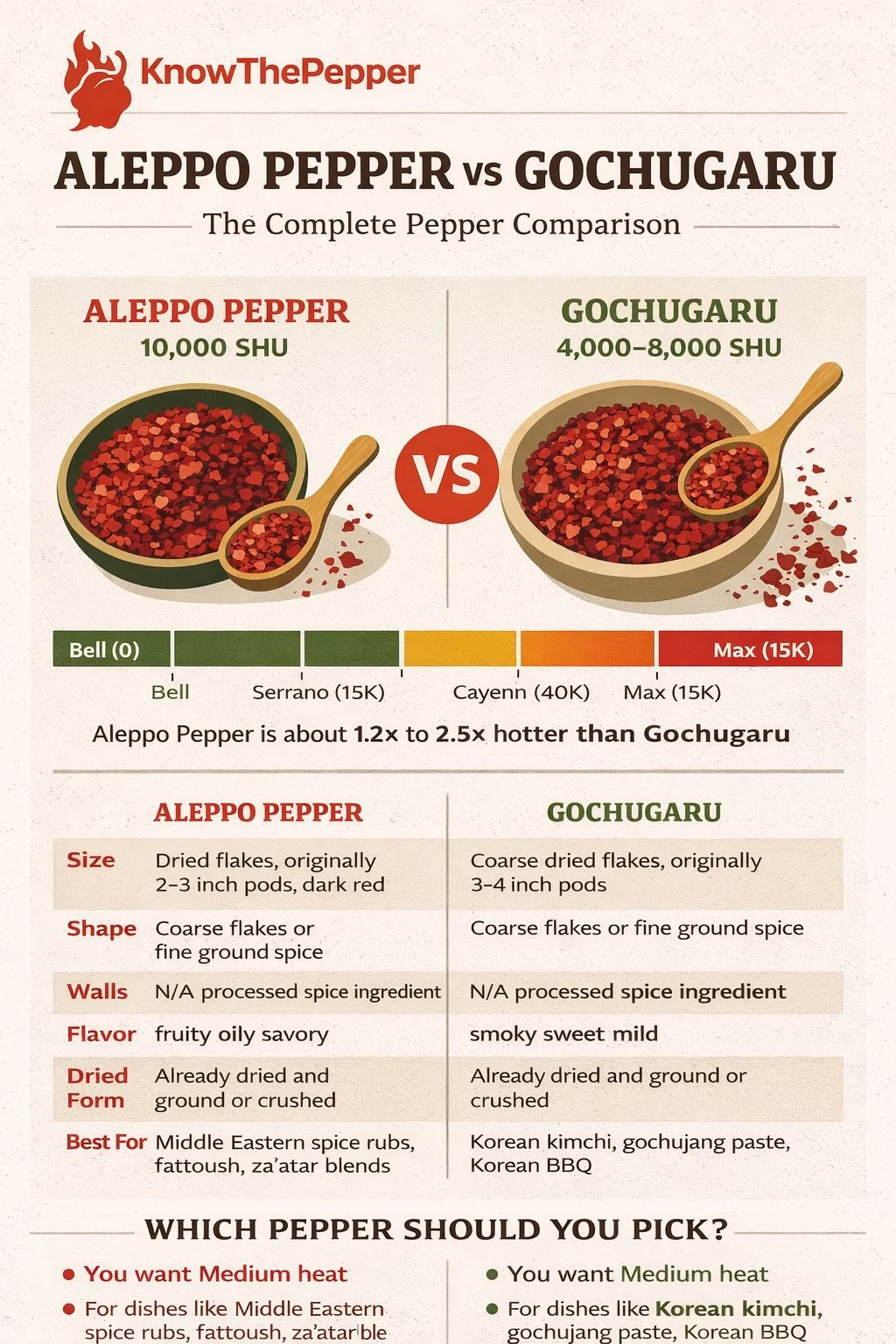 Aleppo Pepper and Gochugaru comparison