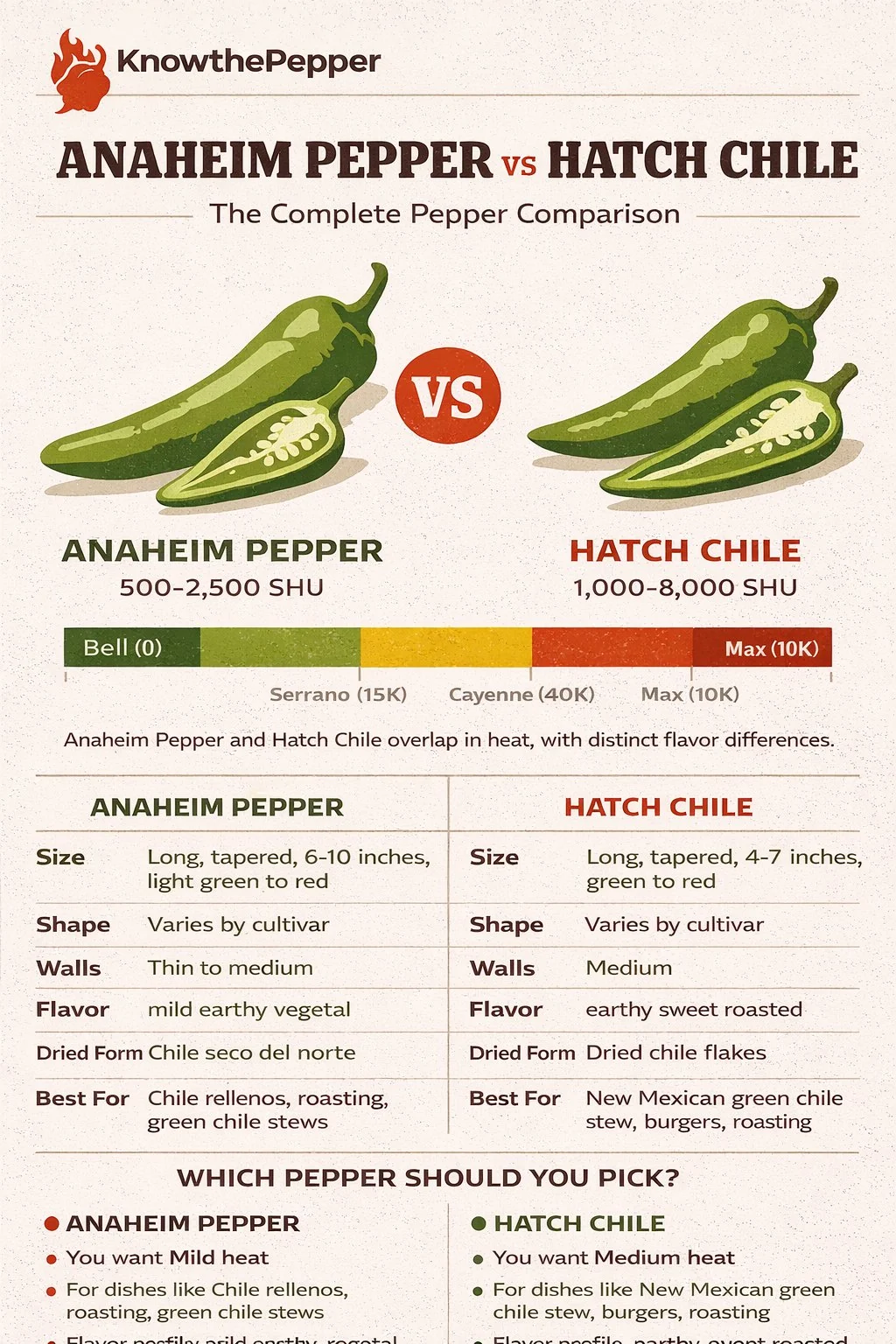 Anaheim Pepper and Hatch Chile comparison