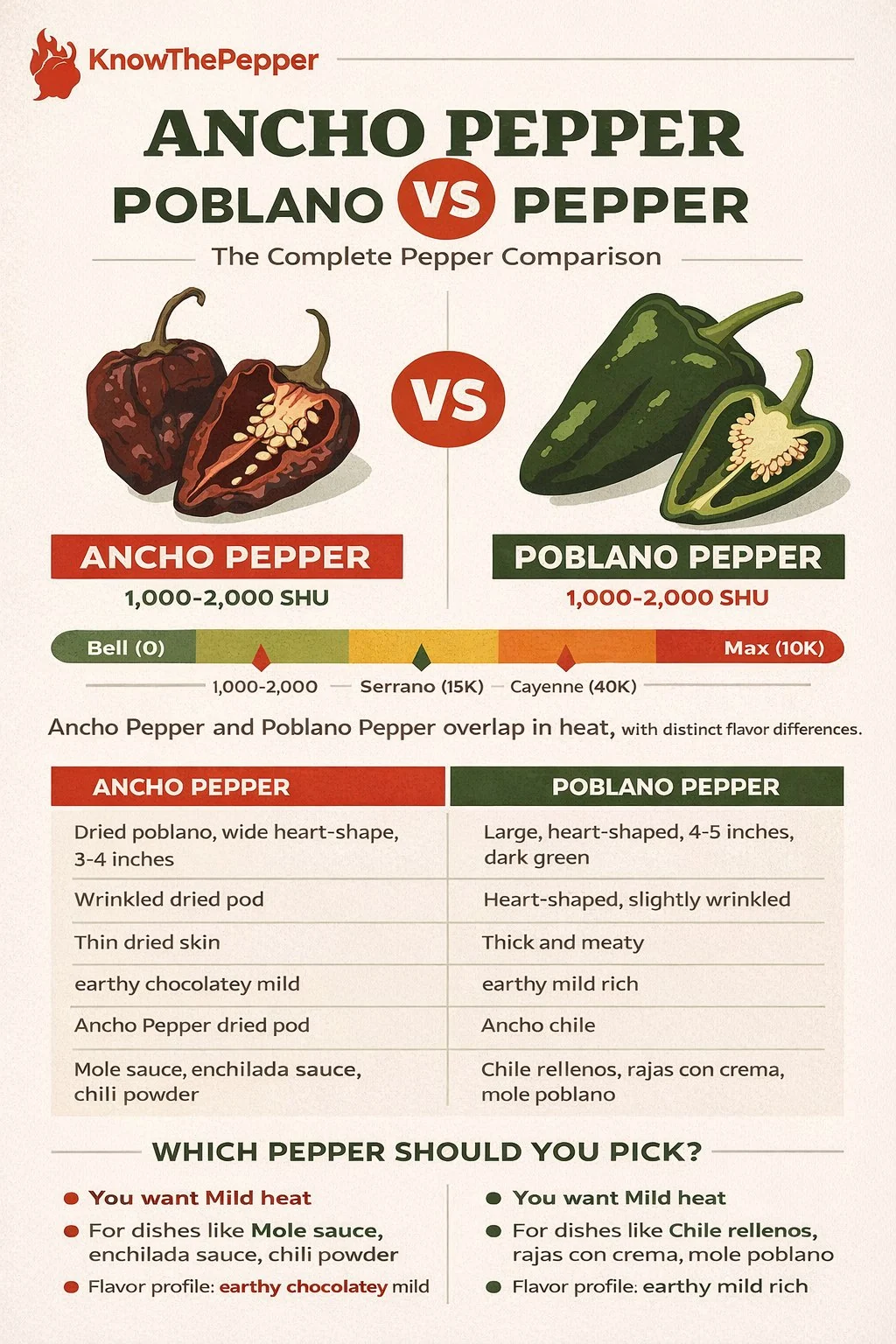 Ancho Pepper and Poblano Pepper comparison