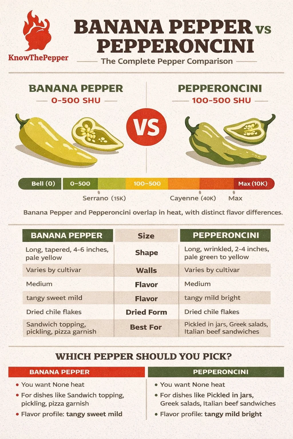 Banana Pepper and Pepperoncini comparison