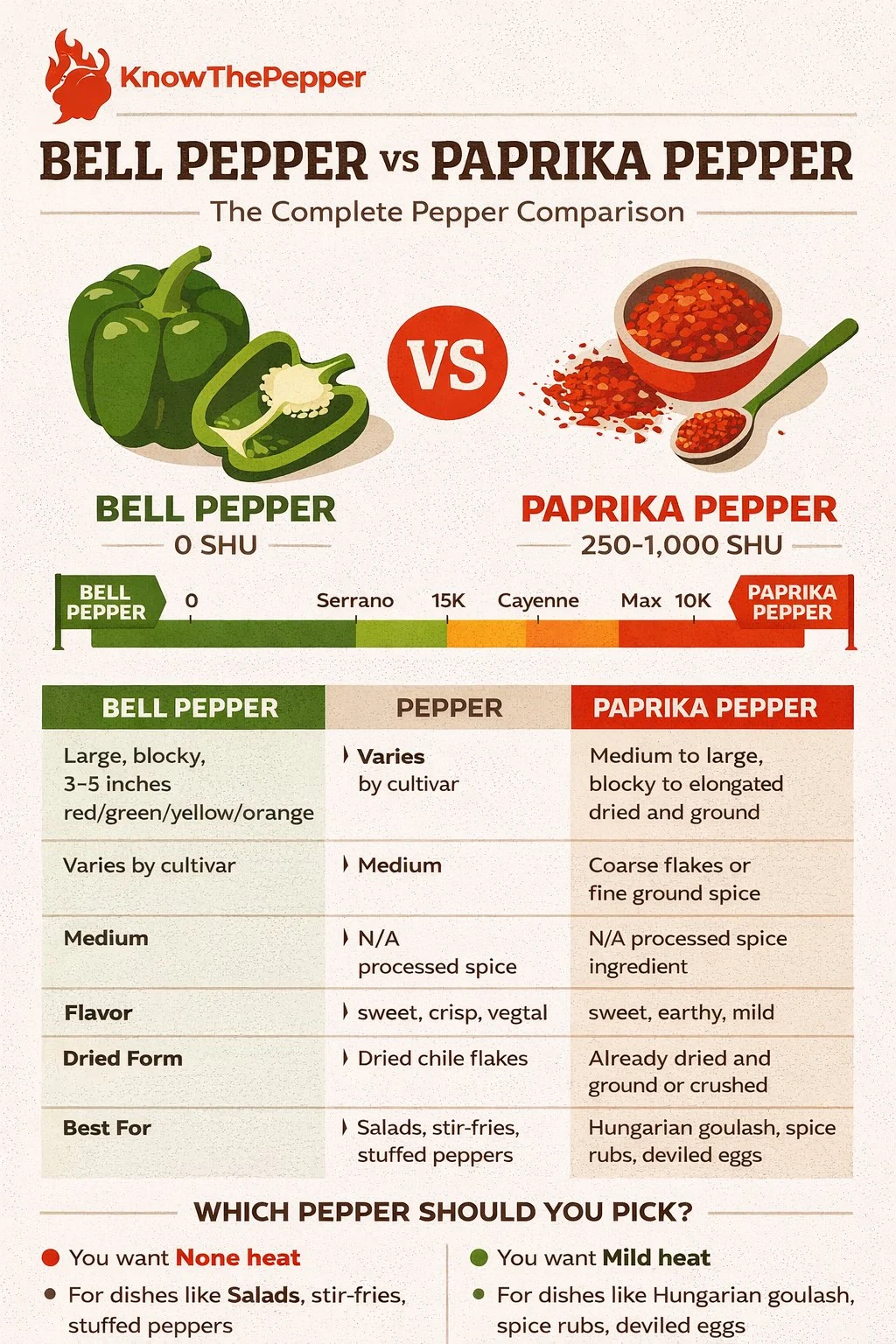 Bell Pepper and Paprika Pepper comparison