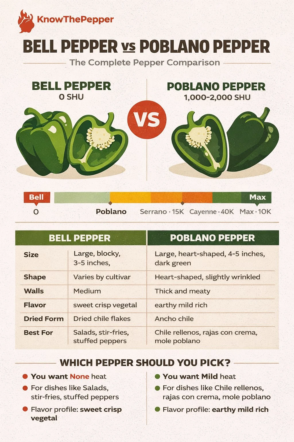 Bell Pepper and Poblano Pepper comparison