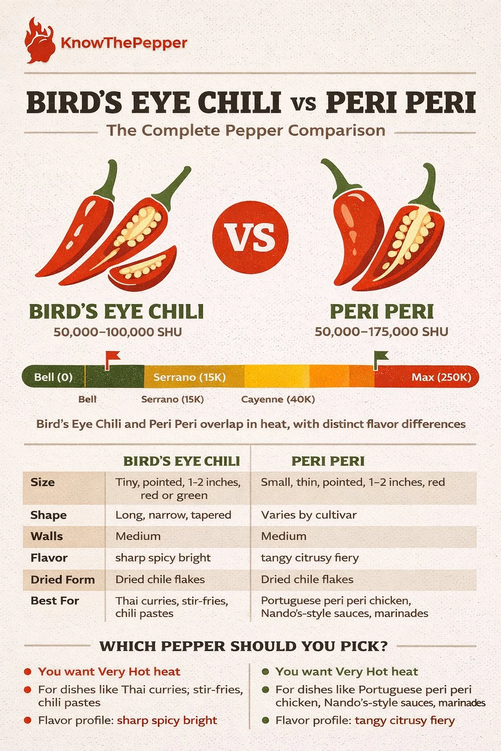 Bird's Eye Chili and Peri Peri comparison