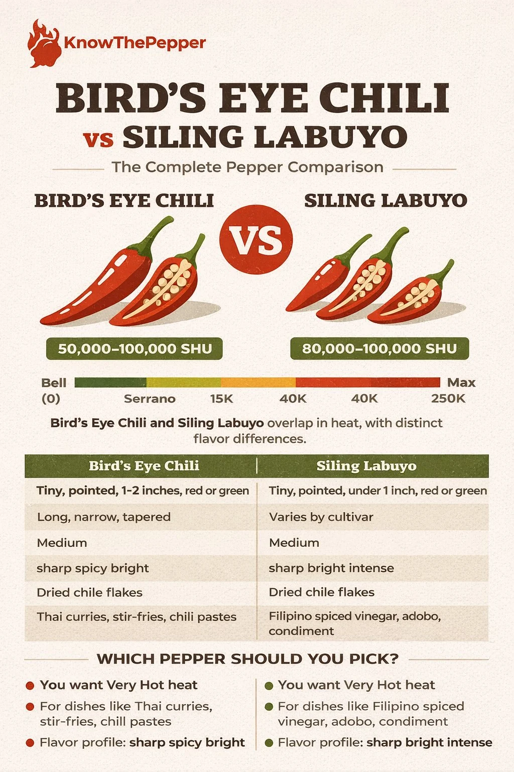 Bird's Eye Chili and Siling Labuyo comparison