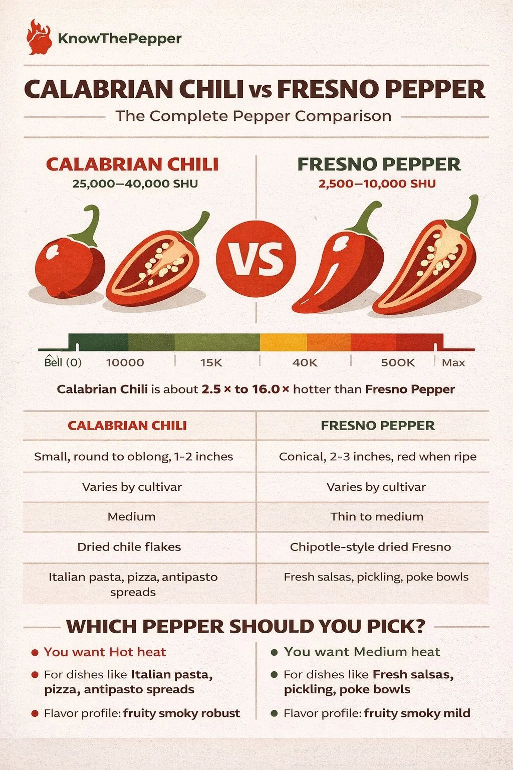 Calabrian Chili and Fresno Pepper comparison