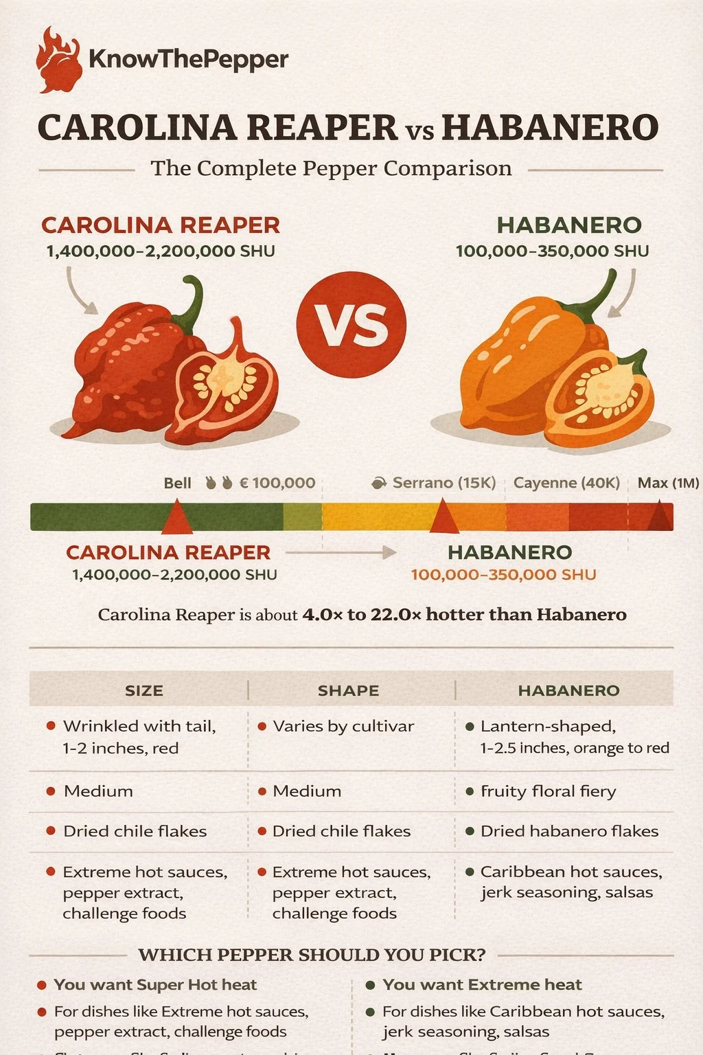 Carolina Reaper and Habanero comparison