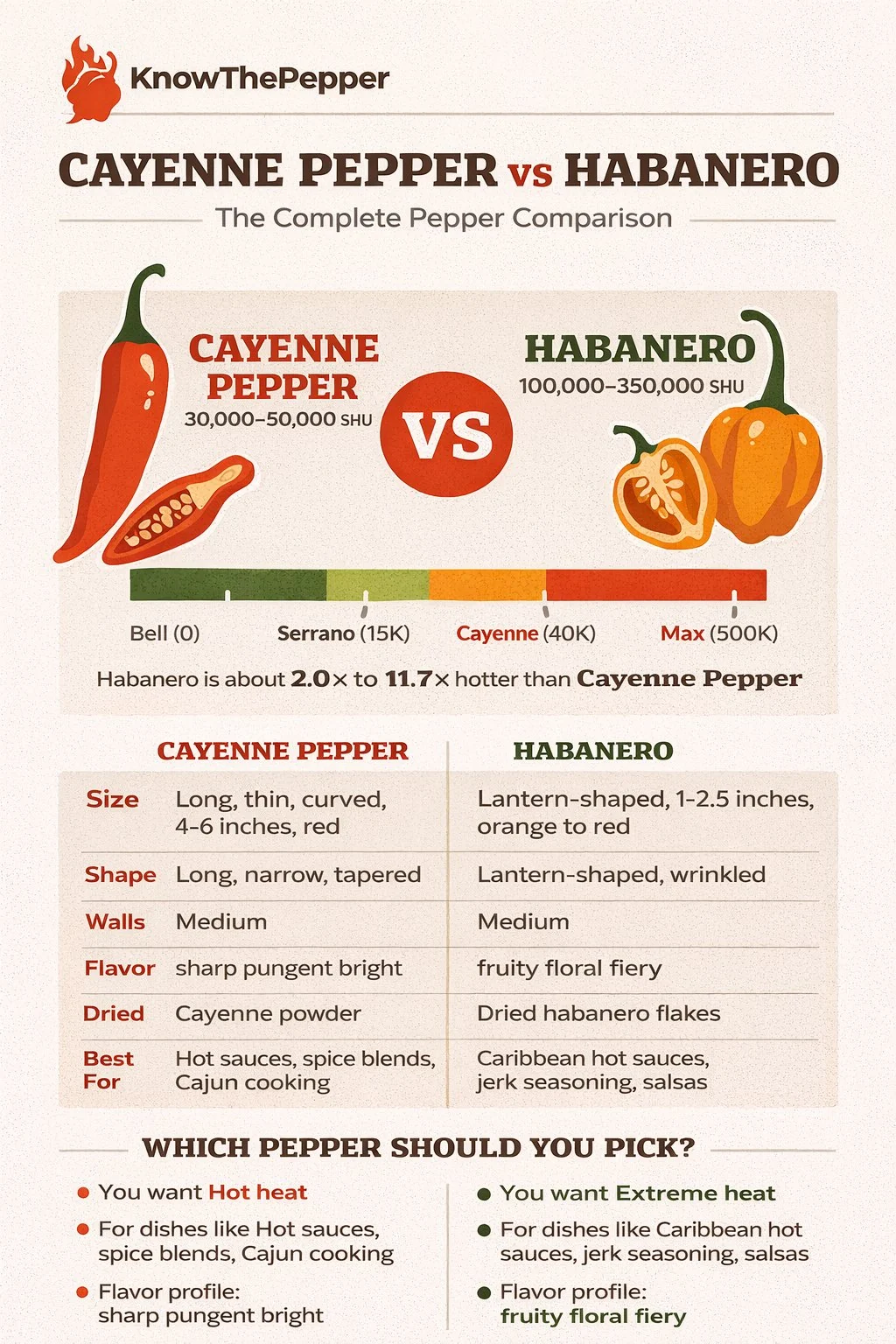 Cayenne Pepper and Habanero comparison
