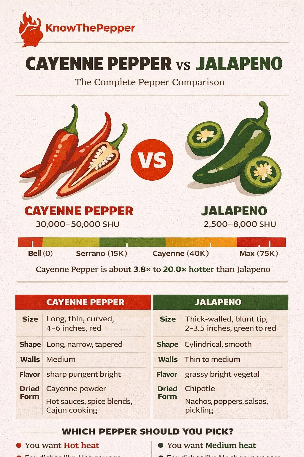Cayenne Pepper and Jalapeño comparison