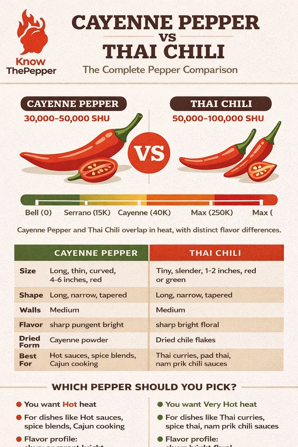 Cayenne Pepper and Thai Chili comparison
