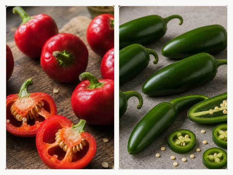 Cherry Bomb Pepper and Jalapeño comparison