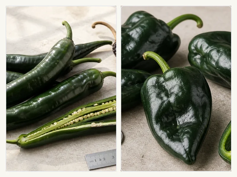 Chilaca Pepper and Poblano Pepper comparison