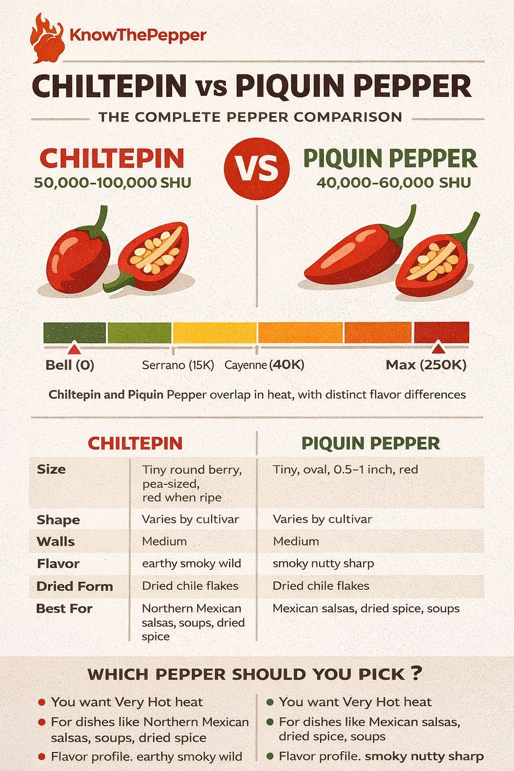 Chiltepin and Piquin Pepper comparison