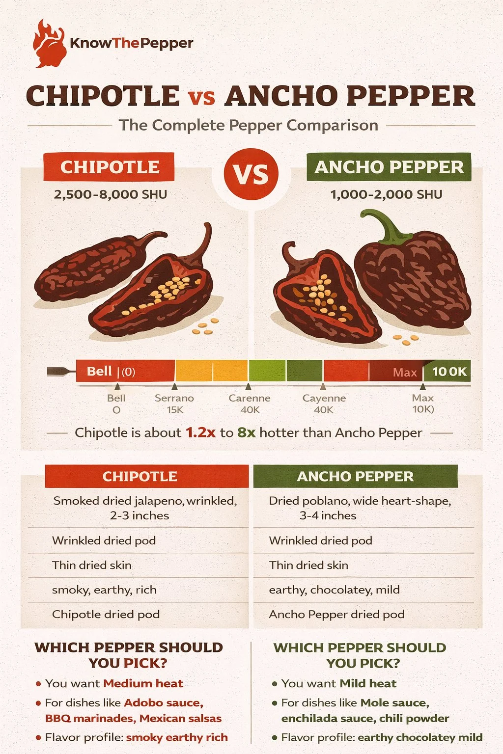 Chipotle and Ancho Pepper comparison