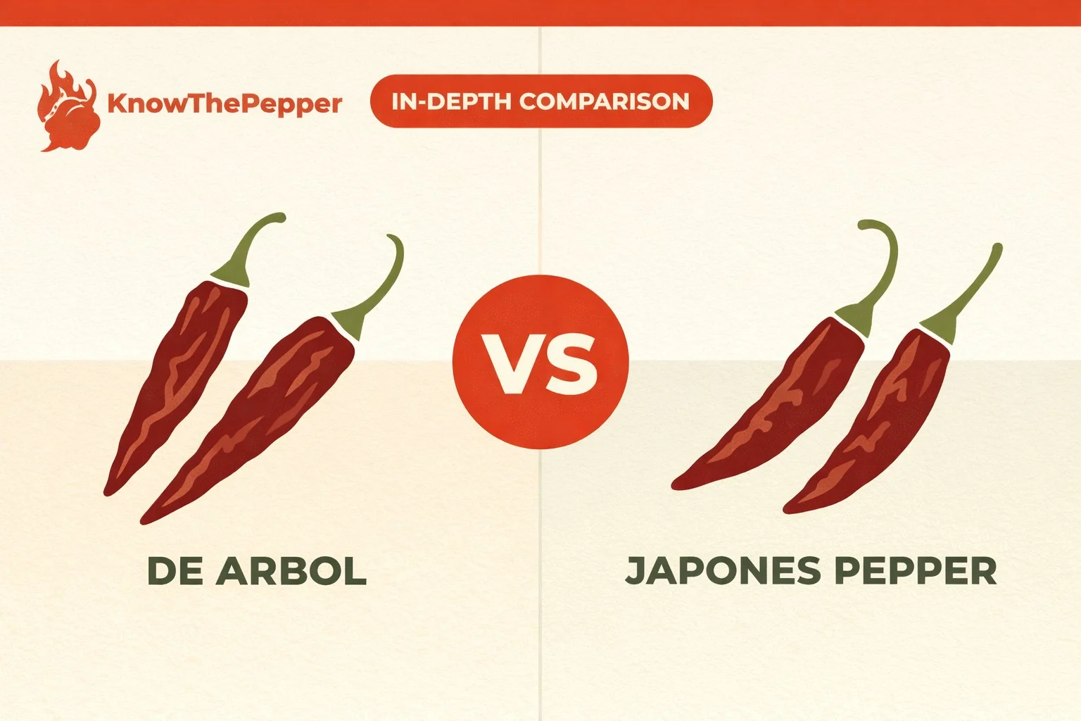 De Arbol vs Japones Pepper comparison