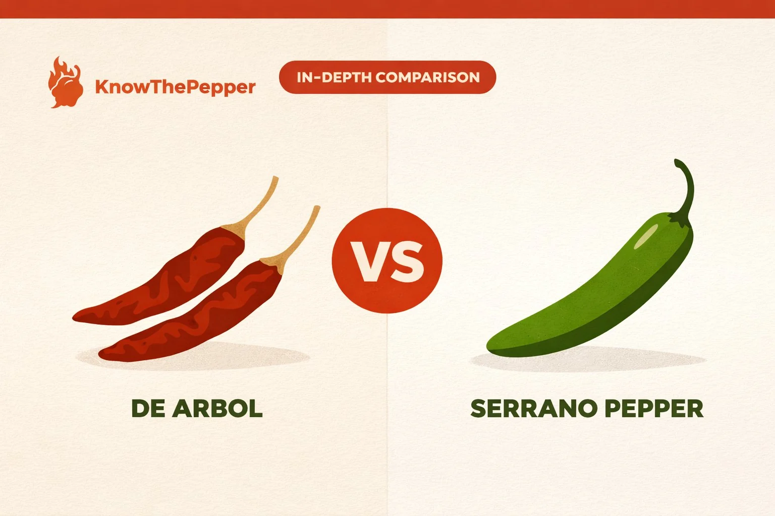 De Arbol vs Serrano Pepper comparison