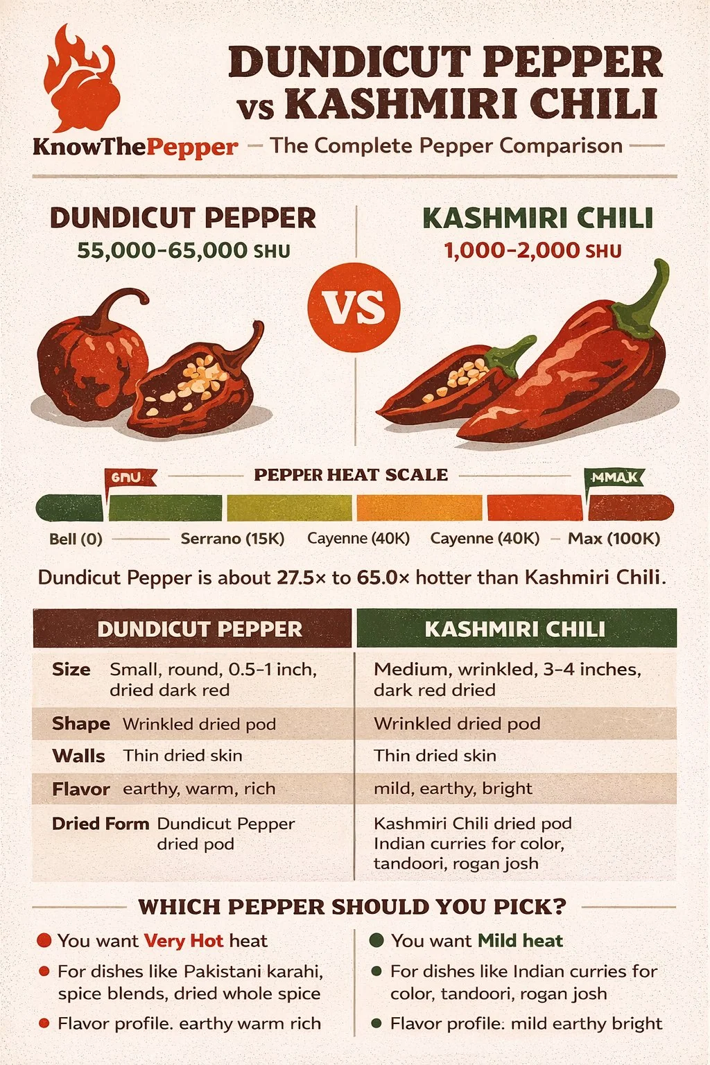 Dundicut Pepper and Kashmiri Chili comparison
