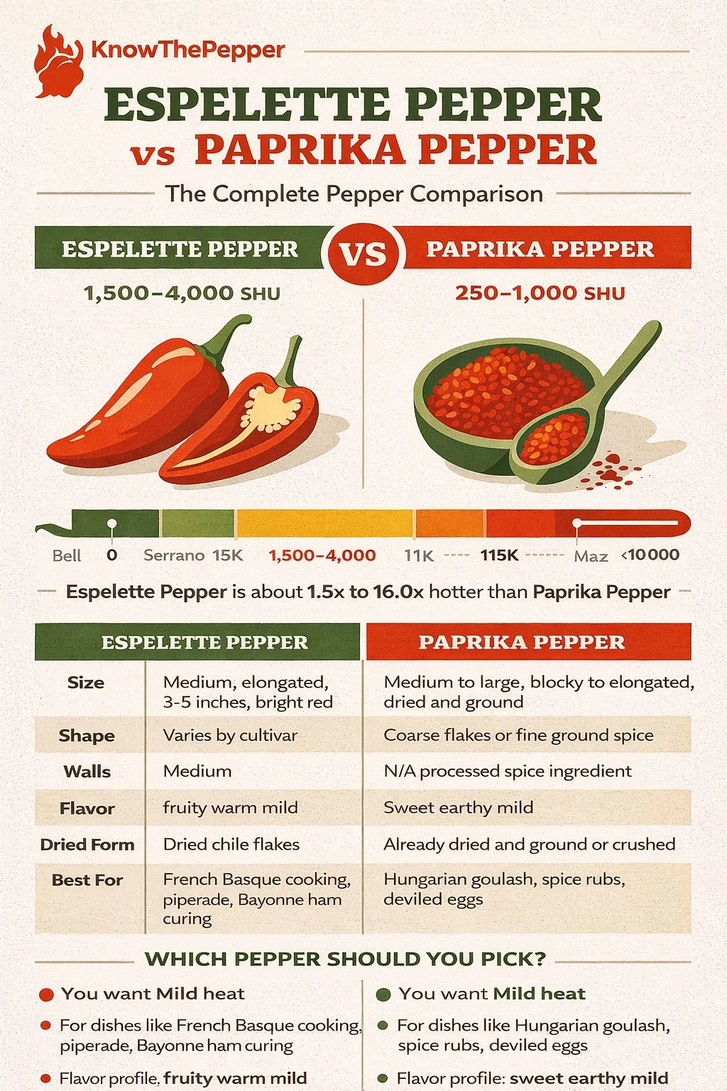 Espelette Pepper and Paprika Pepper comparison