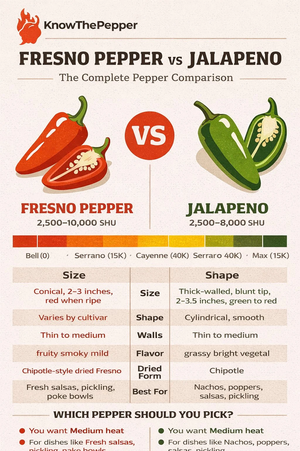 Fresno Pepper and Jalapeño comparison