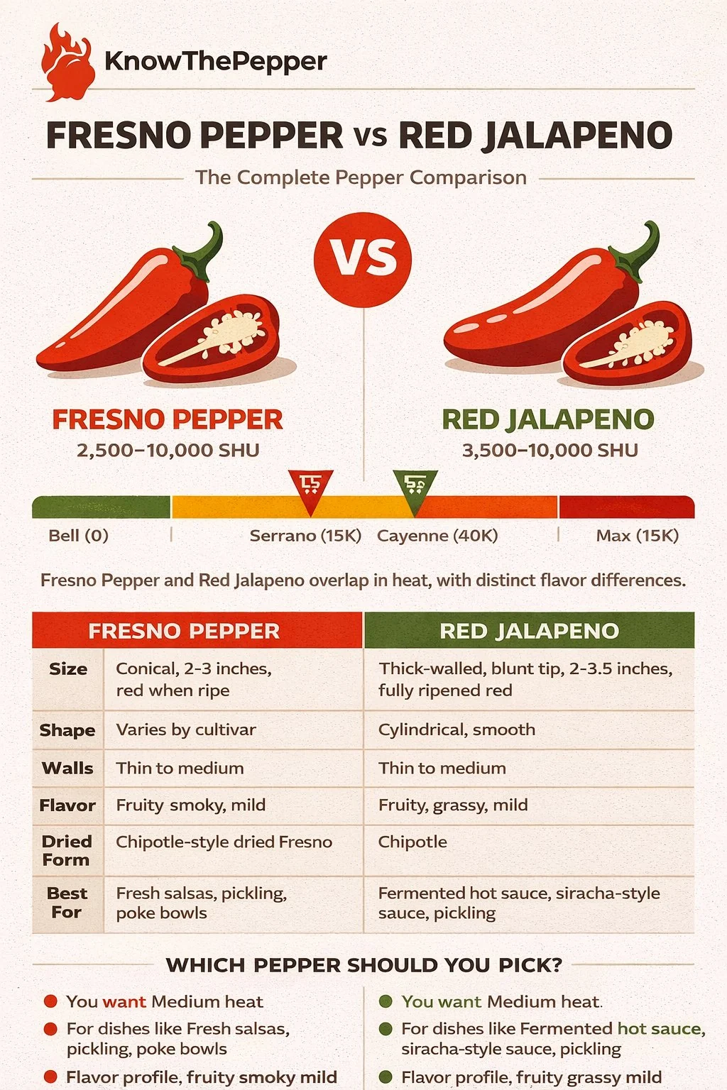 Fresno Pepper and Red Jalapeño comparison