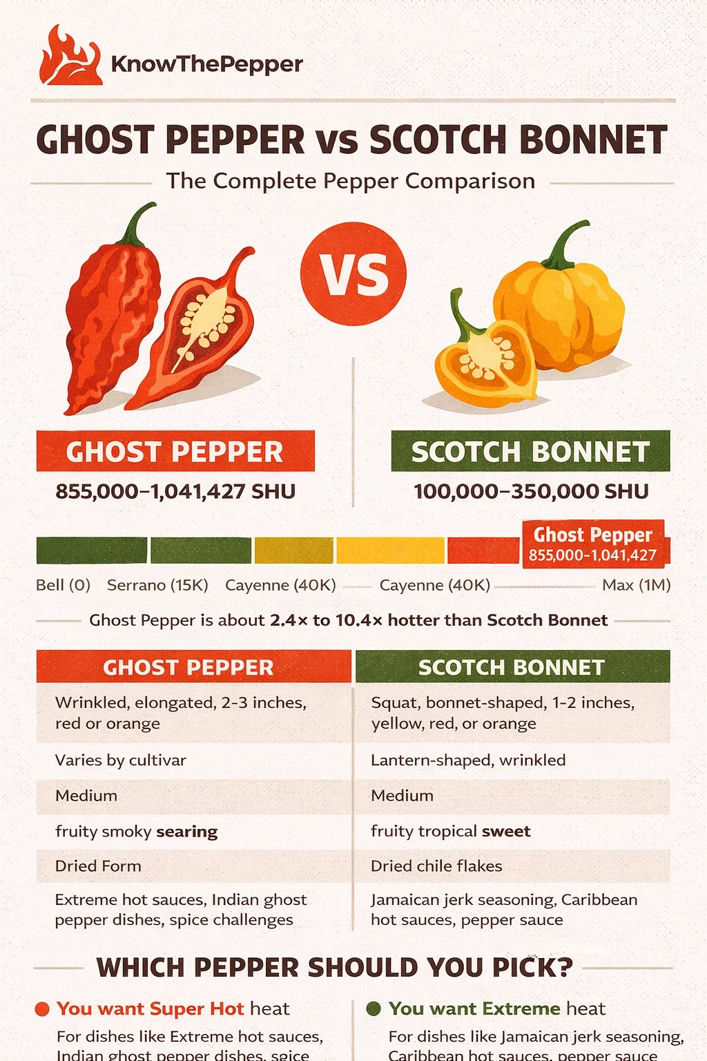 Ghost Pepper and Scotch Bonnet comparison