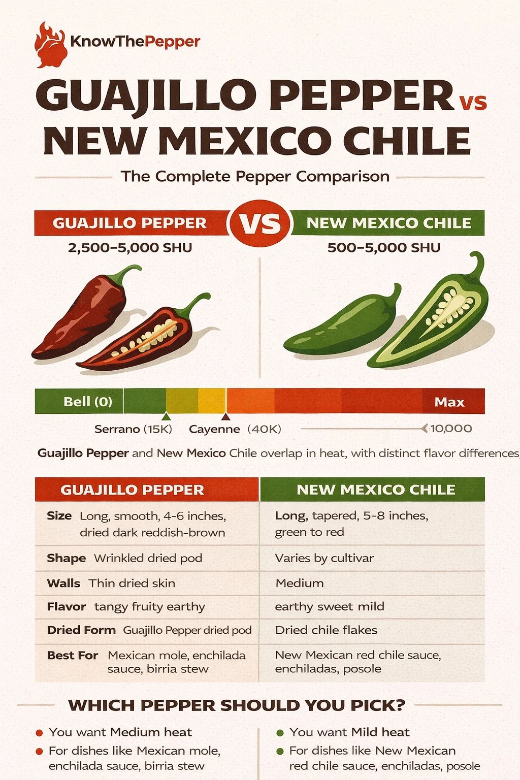 Guajillo Pepper and New Mexico Chile comparison