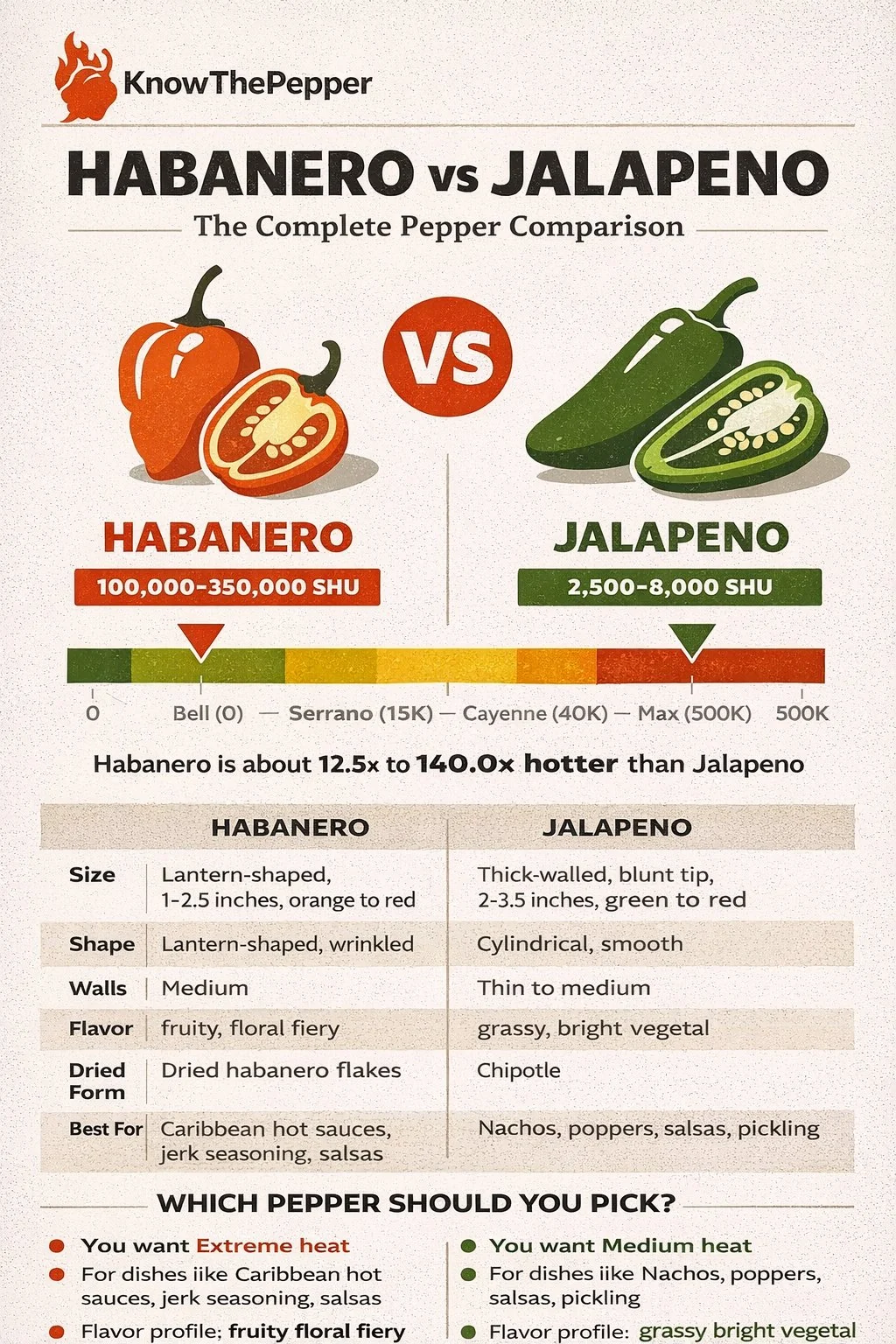 Habanero and Jalapeño comparison