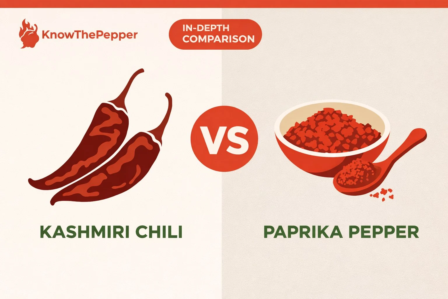 Kashmiri Chili vs Paprika Pepper comparison