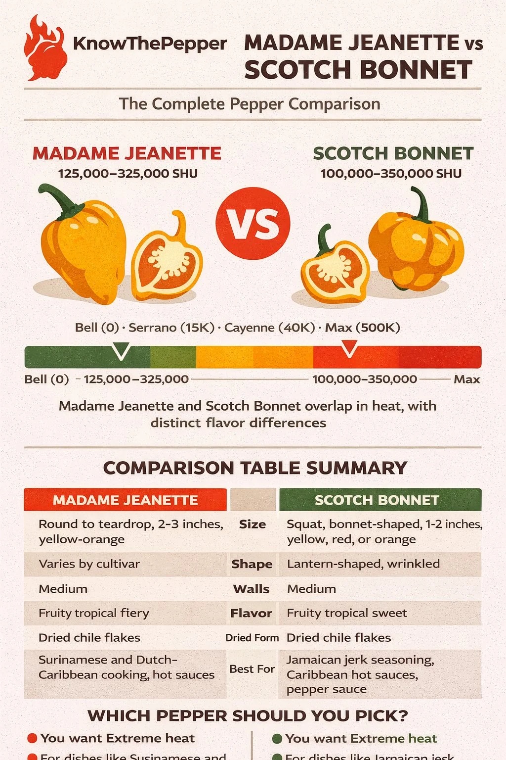 Madame Jeanette and Scotch Bonnet comparison
