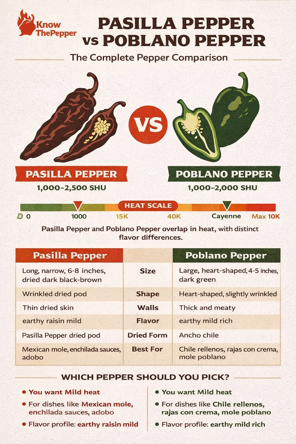 Pasilla Pepper and Poblano Pepper comparison