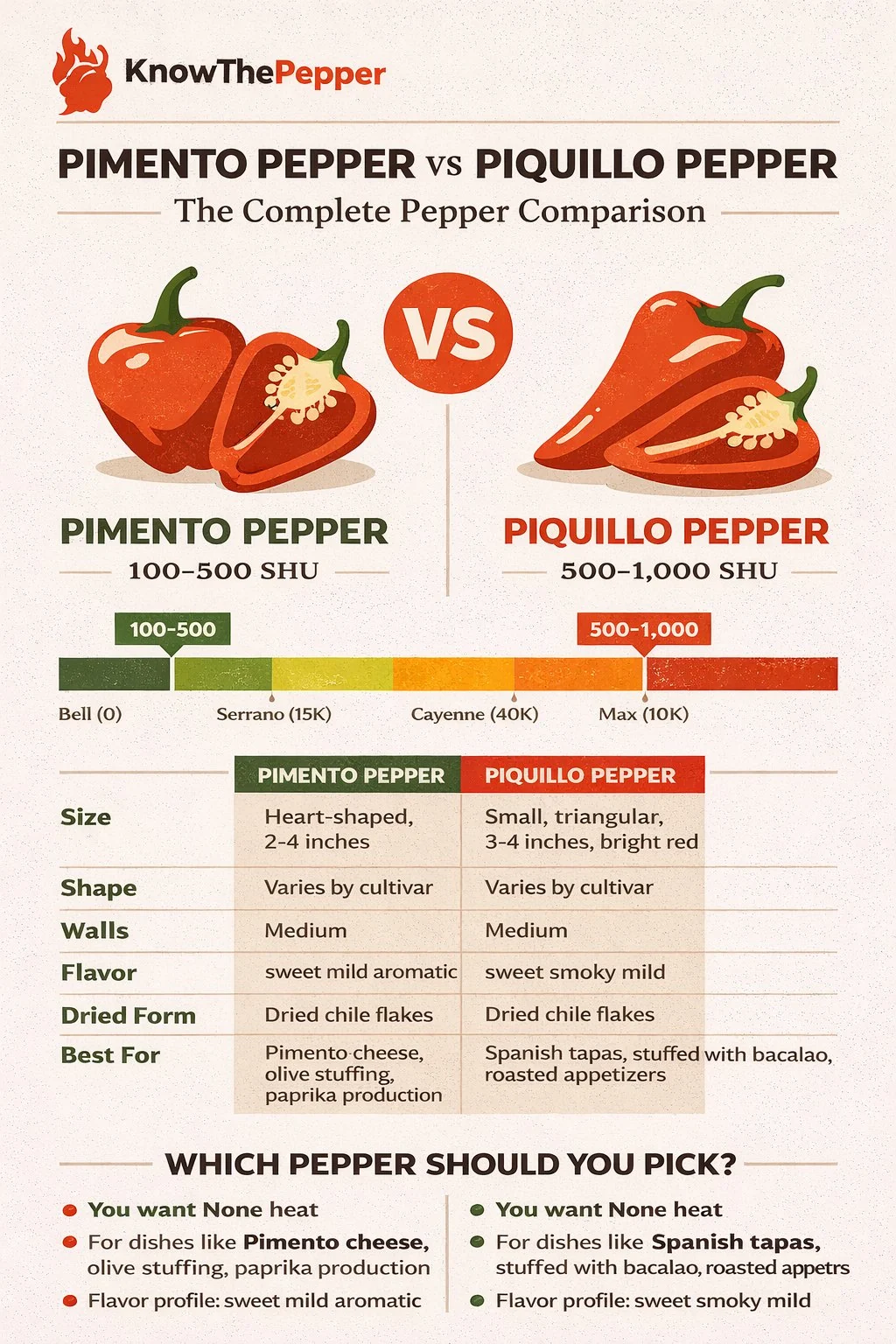 Pimento Pepper and Piquillo Pepper comparison