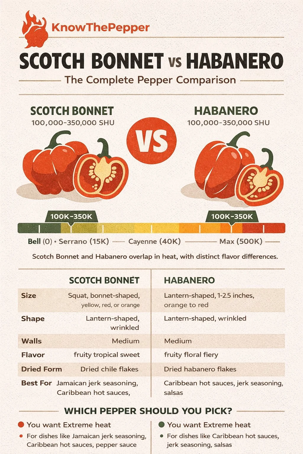 Scotch Bonnet and Habanero comparison