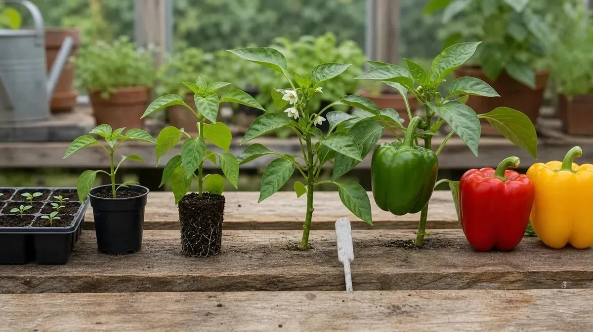 Bell Pepper Plant Growing Stages: Seedling to Colored Fruit - visual guide and reference