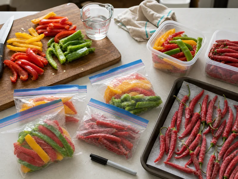 Freezing Peppers: Chillies, Jalapenos, Habaneros, and Bell Peppers - visual guide and reference