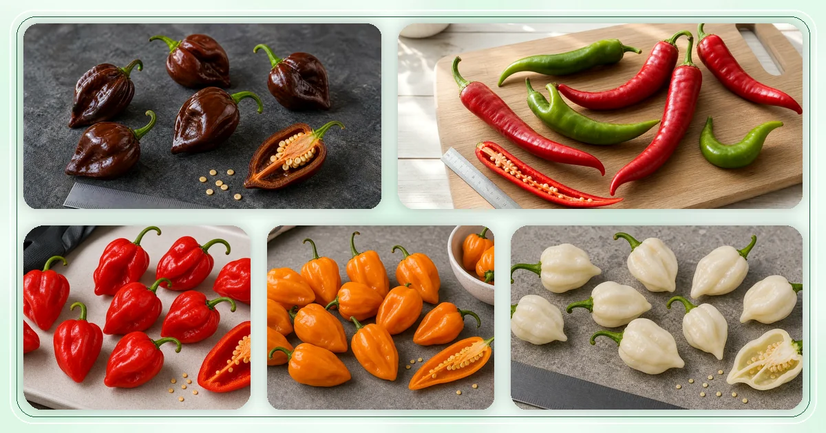 Caribbean Peppers hub with pepper varieties arranged for browsing