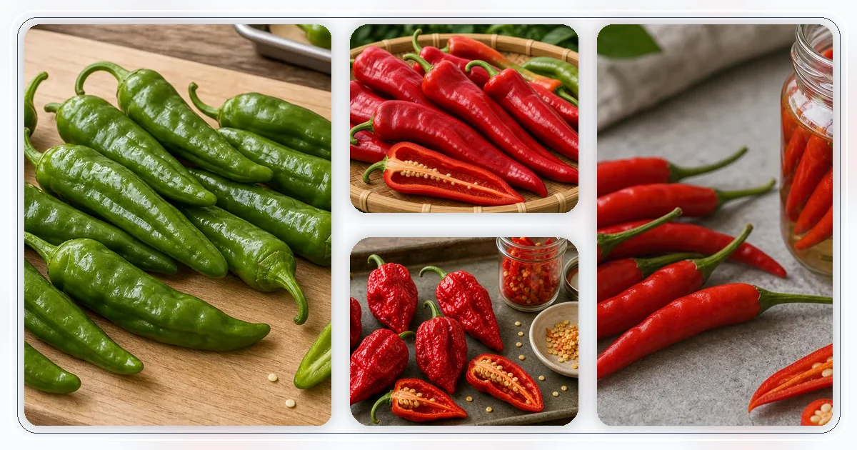 Italian Peppers hub with pepper varieties arranged for browsing