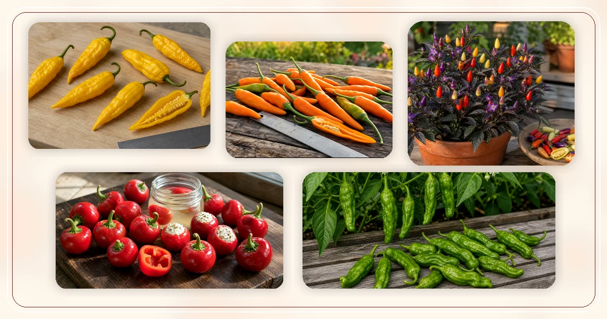 Japanese Peppers hub with pepper varieties arranged for browsing