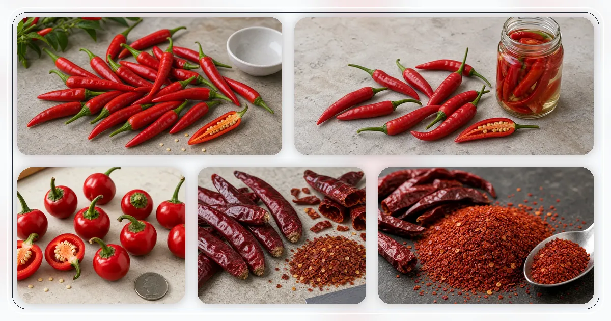 Korean Peppers hub with pepper varieties arranged for browsing
