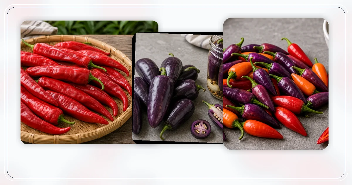 Ornamental Peppers Guide hub with pepper varieties arranged for browsing