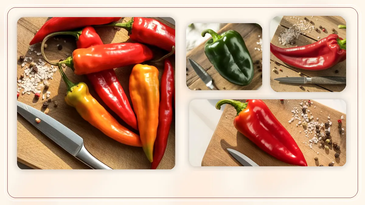 Pepper Substitutes in-post pepper reference image with varied cultivars and kitchen context