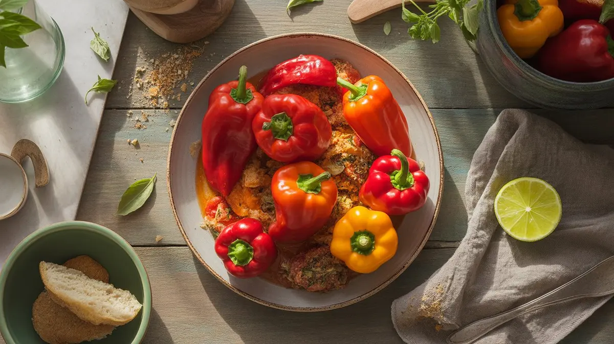 Fresh 7 Pot Red Giant peppers showing color, shape and texture