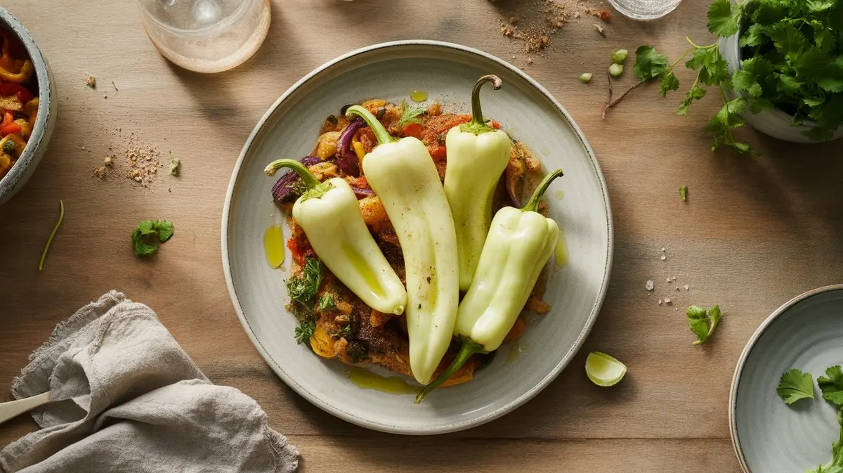 Fresh 7 Pot White peppers showing color, shape and texture