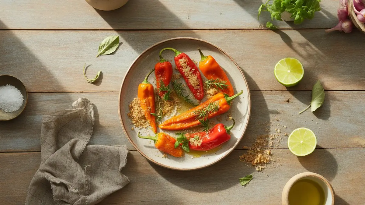Fresh Aji Dulce peppers showing color, shape and texture