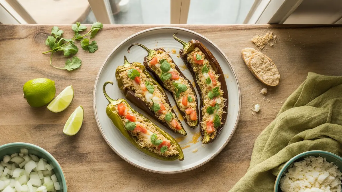 Fresh Anaheim Pepper peppers showing color, shape and texture