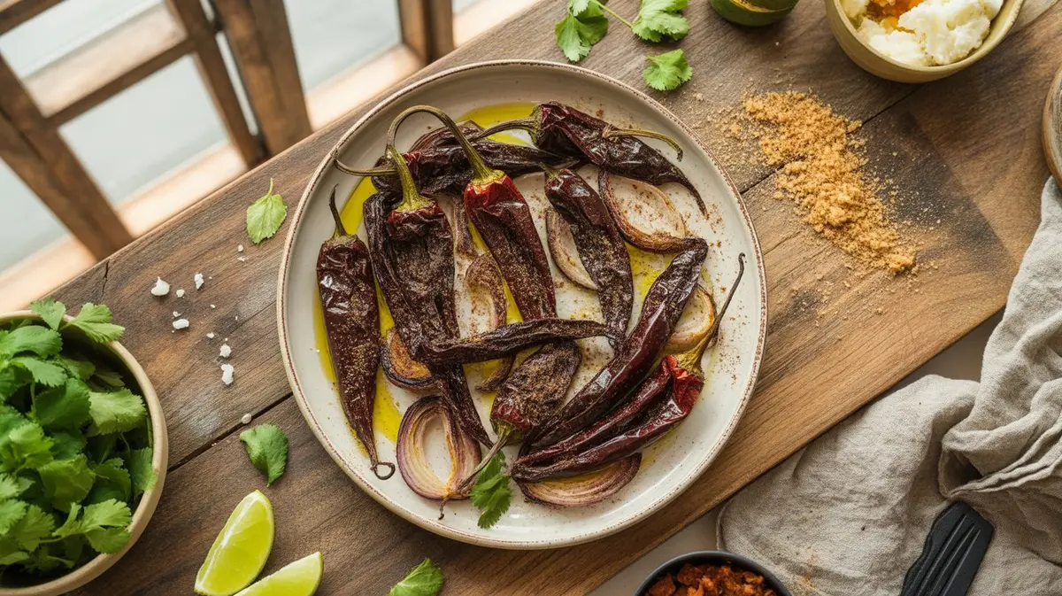 Fresh Ancho Pepper peppers showing color, shape and texture
