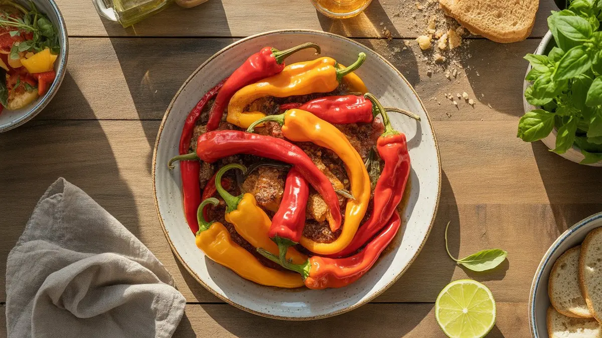 Fresh Beaver Dam Pepper peppers showing color, shape and texture