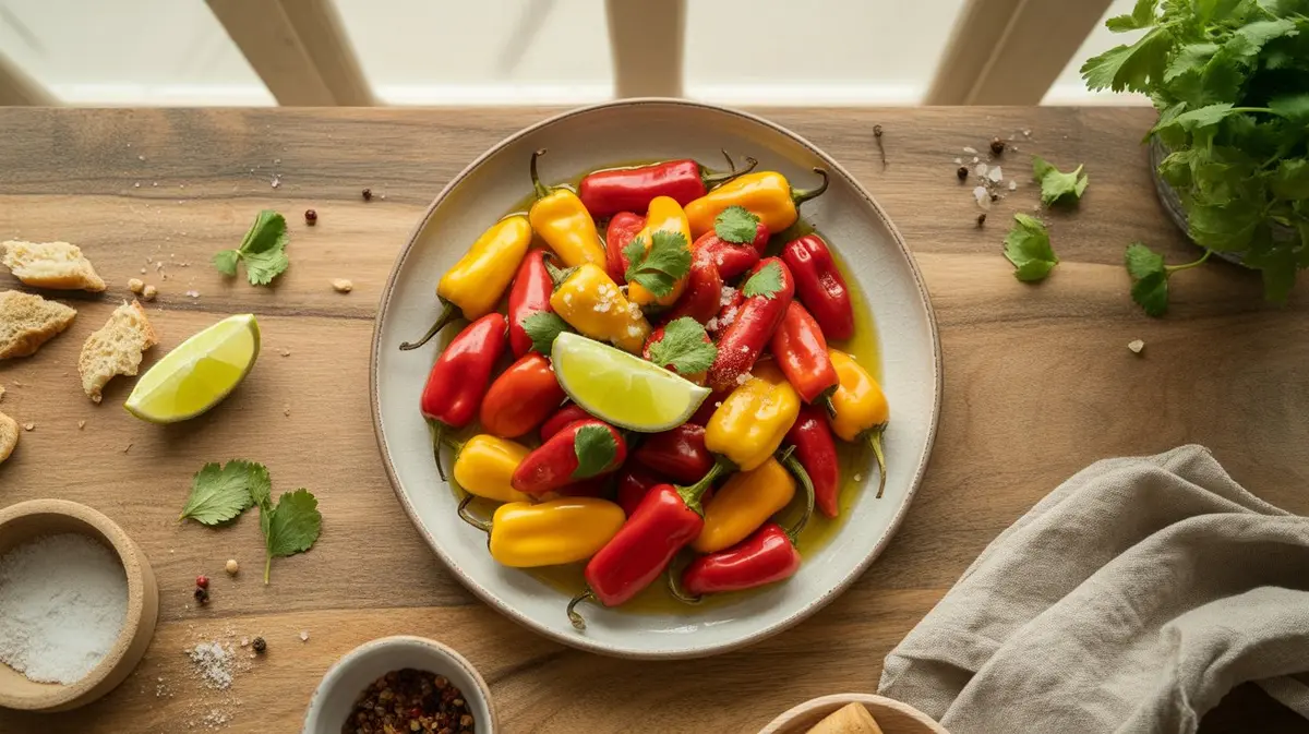 Fresh Biquinho Pepper peppers showing color, shape and texture
